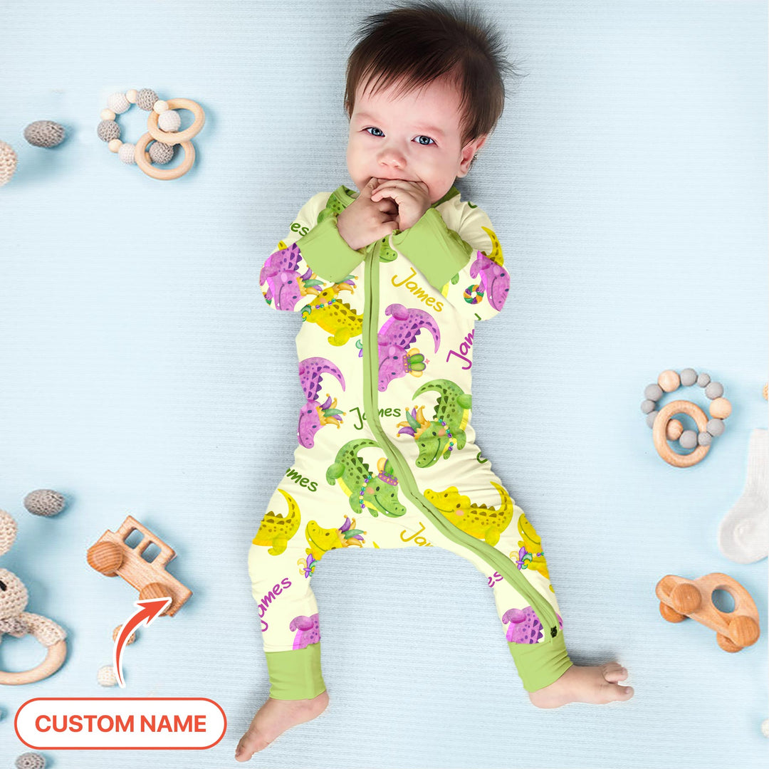 Custom Name Mardi Gras Alligator Convertible Zippy