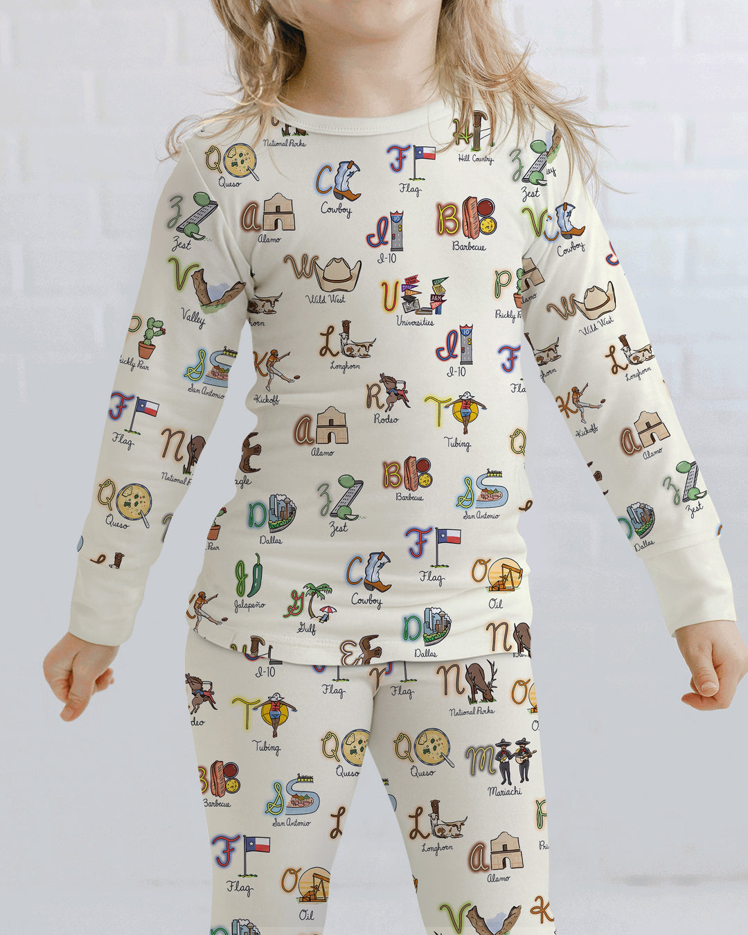 Texas Alphabet Bamboo Two Piece Long Sleeve Pajama Set