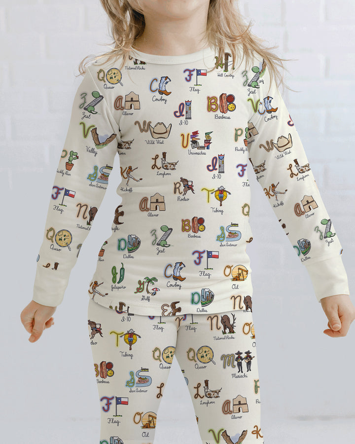 Texas Alphabet Bamboo Two Piece Long Sleeve Pajama Set