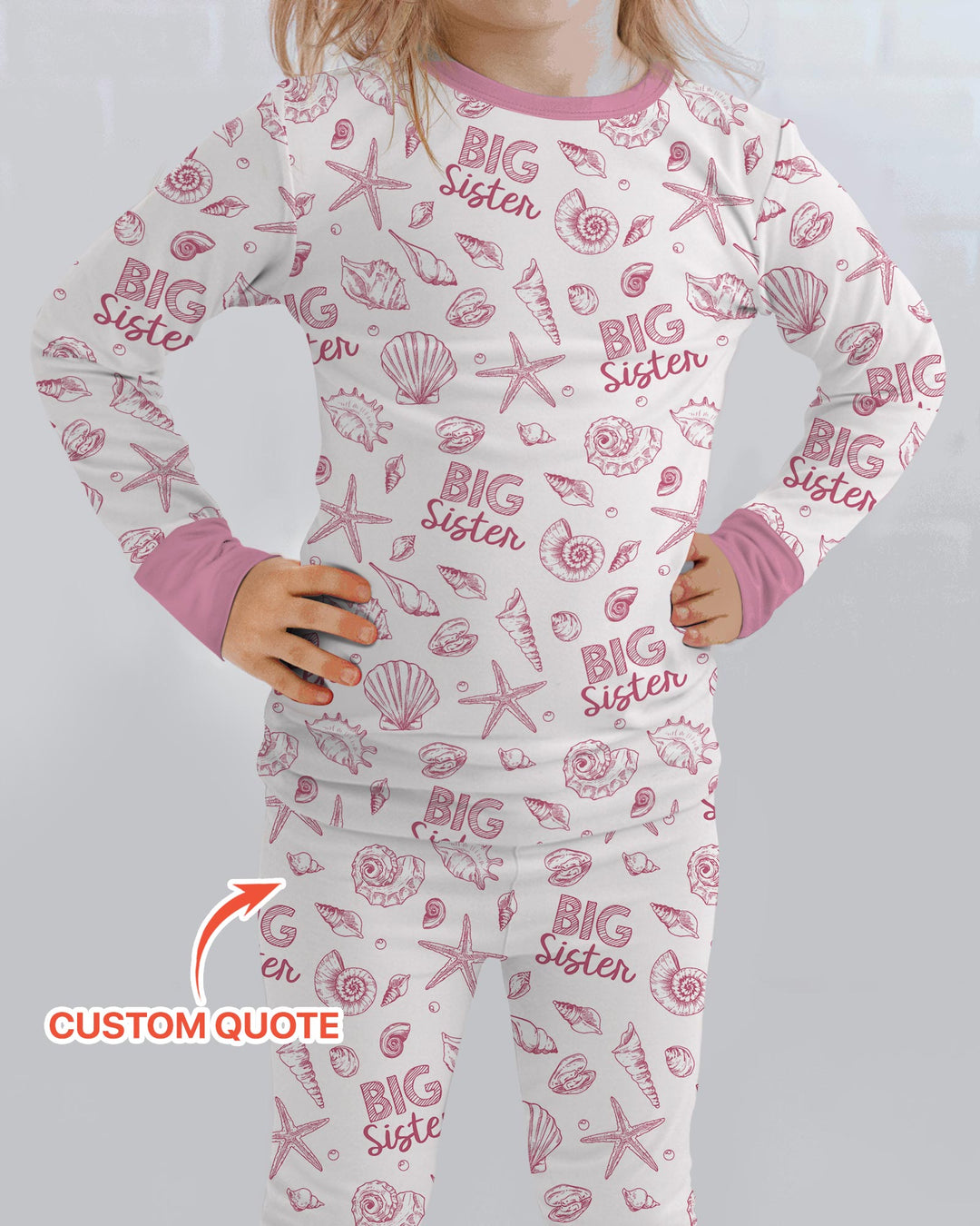 Coquette Seashell Matching Sibling Bamboo Two Piece Long Sleeve Pajama Set