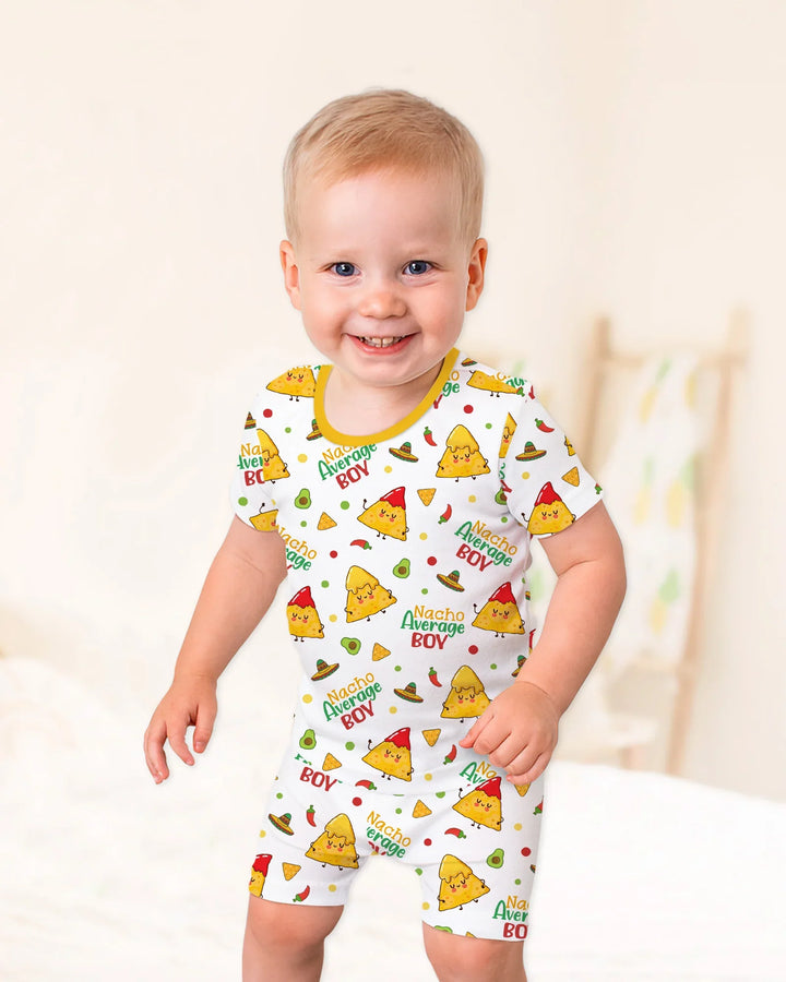 Lil Nacho Average Kid Bamboo Two Piece Short Sleeve Shorts Pajama Set