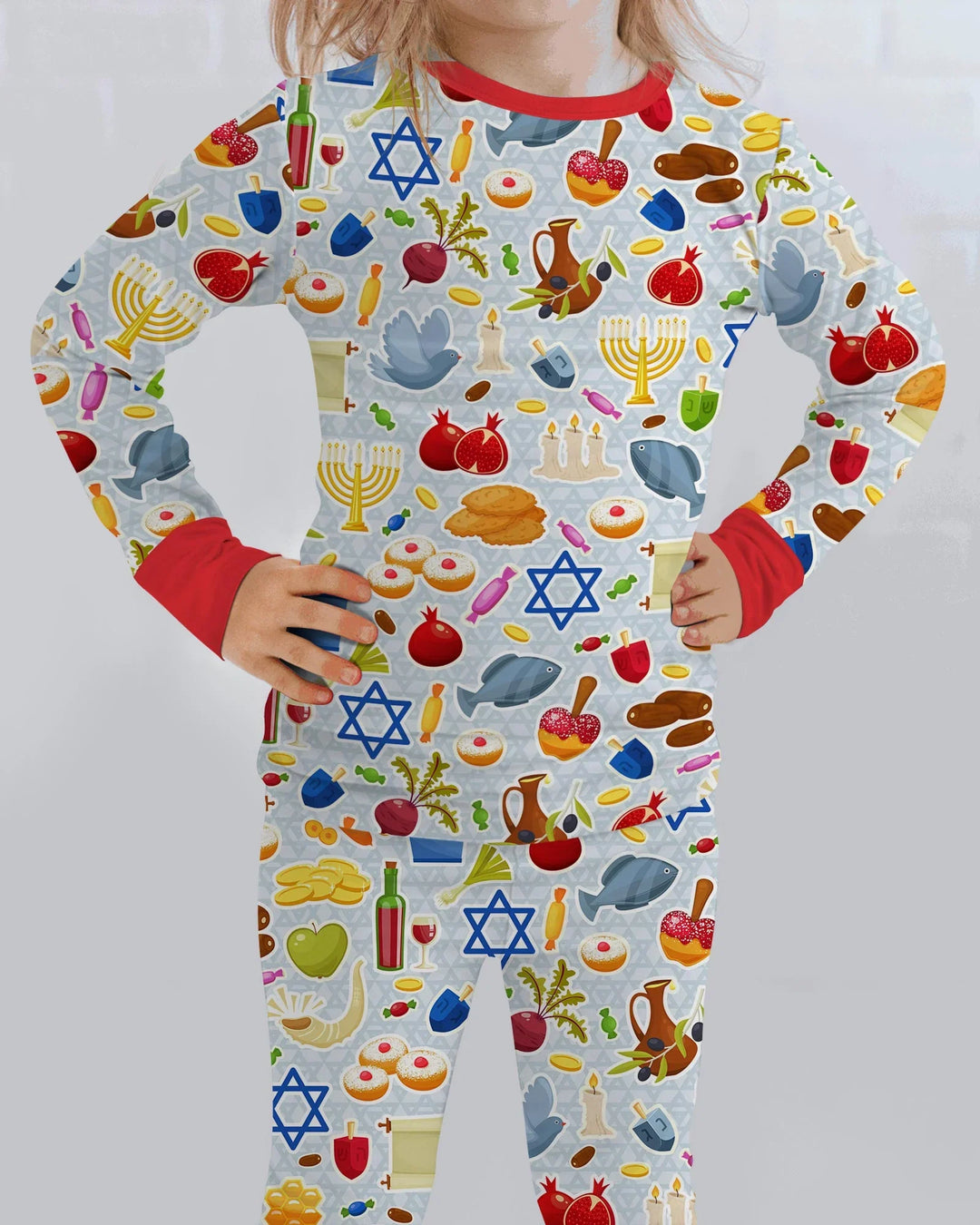 Zweiteiliges Langarm-Pyjama-Set mit Sommerfrüchten