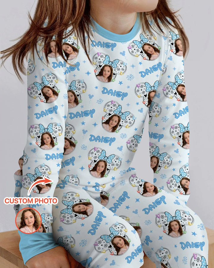 Custom Photo Little Princess Bamboo Two Piece Long Sleeve Pajama Set