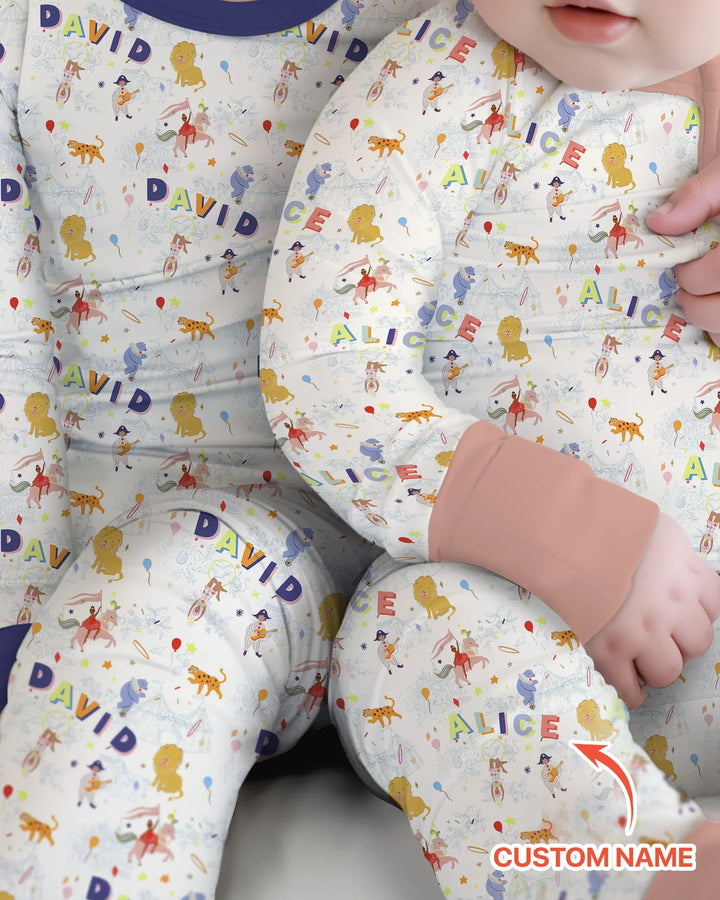 Custom Name Circus Toile Bamboo Convertible Zippy