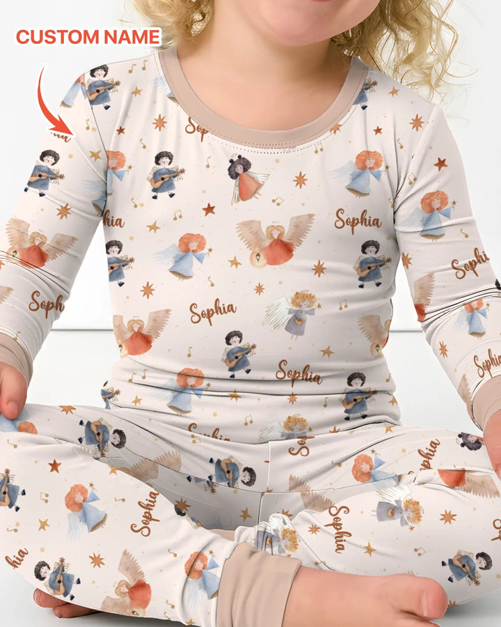 Pijama de dos piezas de bambú de manga larga personalizado Guardian Angels