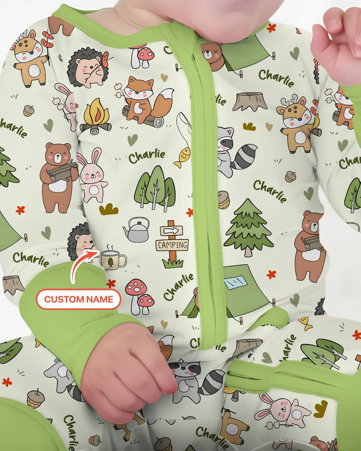 Custom Name Little Camp Buddies Bamboo Convertible Zippy