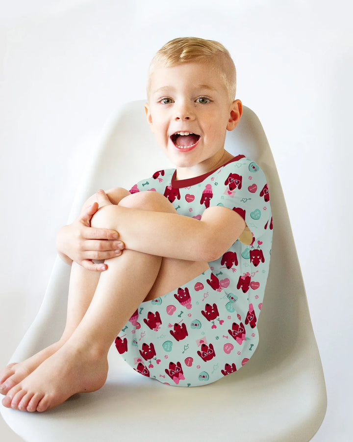 Dachshund Is My Valentine Two Piece Short Sleeve Shorts Pajama Set