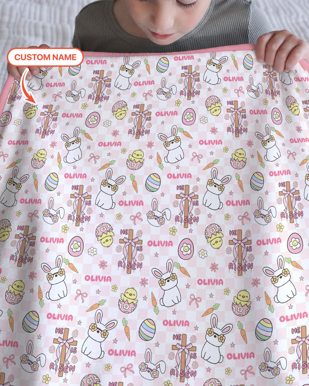Custom Name Retro Easter Blanket
