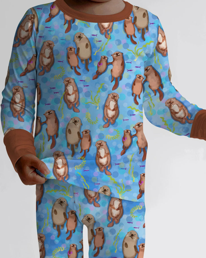 Conjunto de pijama de dos piezas de bambú con mangas largas Otterly Together