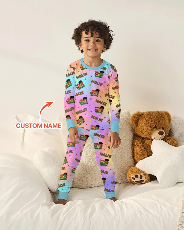 Custom Name I Am Black History Custom Two Piece Long Sleeve Pajama Set