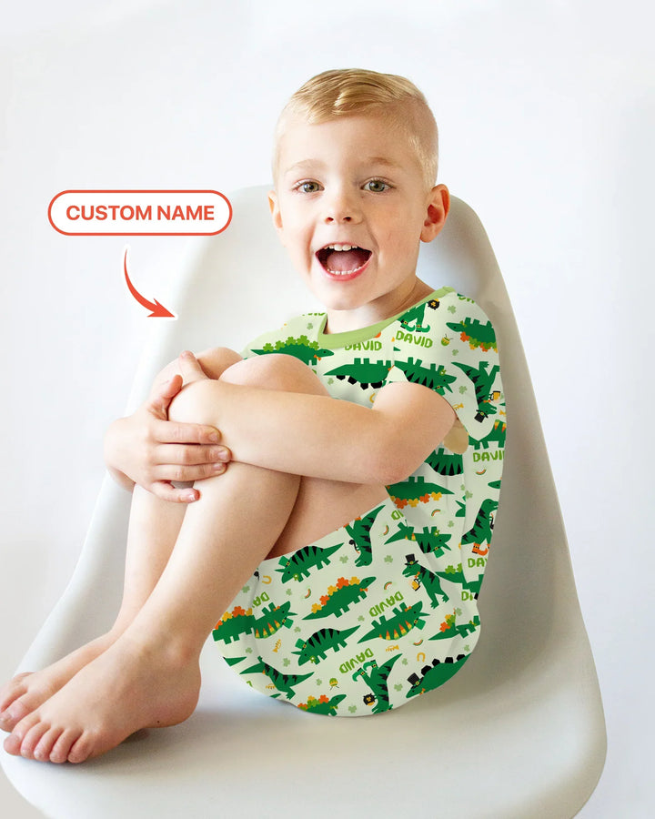 St. Patrick's Day Dinosaurs Custom Two Piece Short Sleeve Shorts Pajama Set