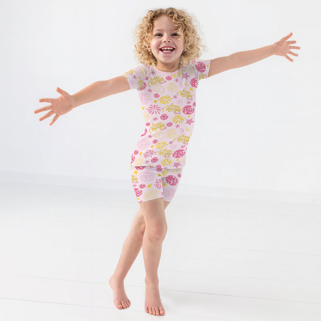 New Year's Eve Celebration Two Piece Short Sleeve Shorts Pajama Set