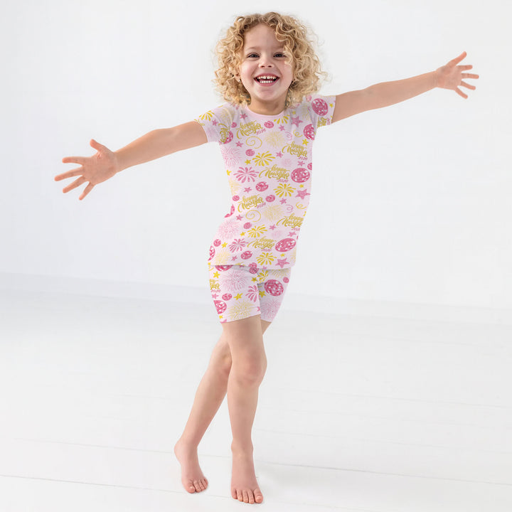 New Year's Eve Celebration Two Piece Short Sleeve Shorts Pajama Set