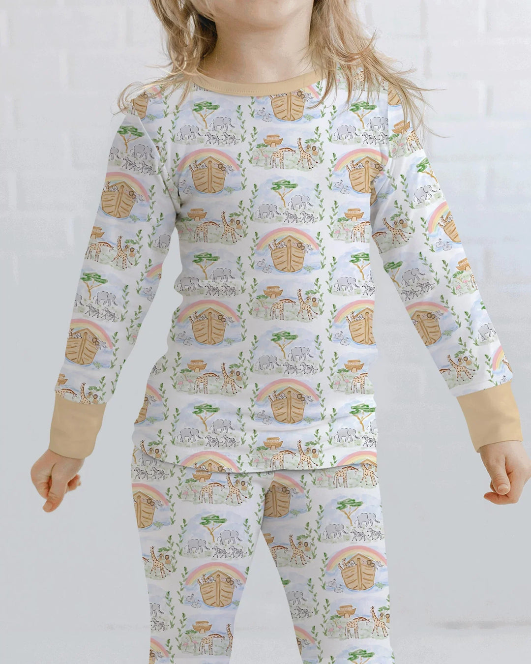 Noah And The Ark Bamboo Two Piece Long Sleeve Pajama Set