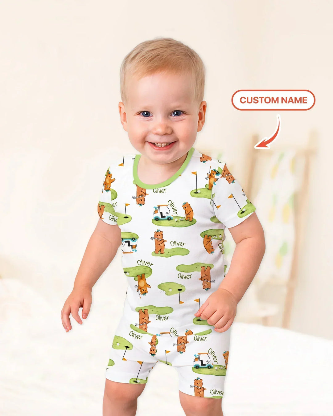 Zweiteiliges Pyjama-Set mit kurzen Ärmeln und Shorts im Sommer-Design