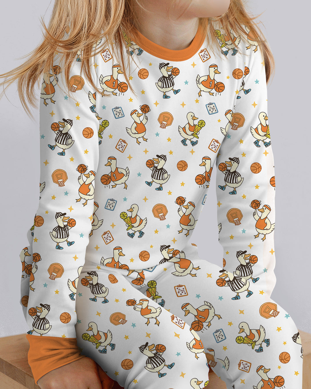 Silly Goose Playing Basketball Bamboo Two Piece Long Sleeve Pajama Set