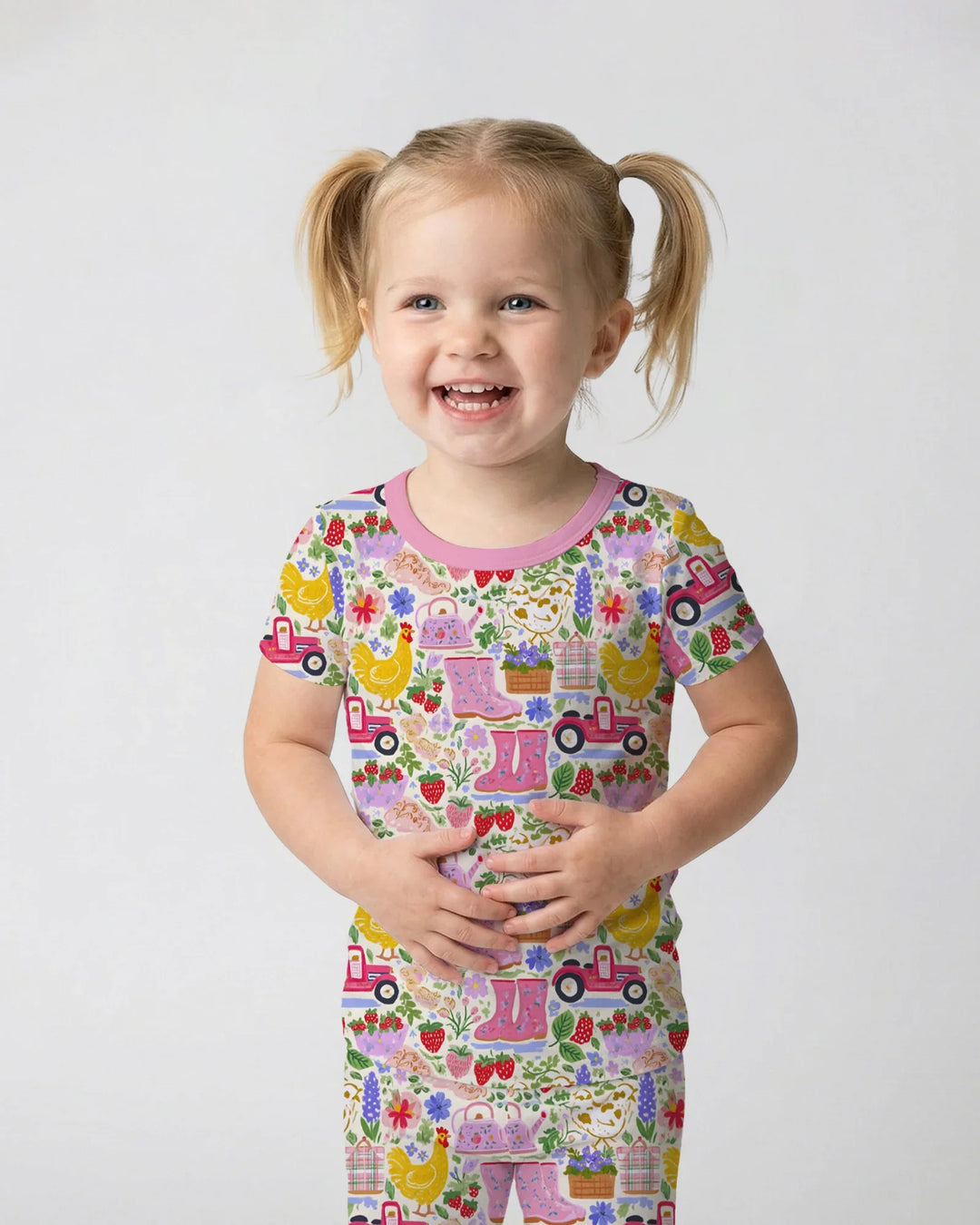 Farm Life Mommy & Me Matching Bamboo Two Piece Short Sleeve Pajama Set