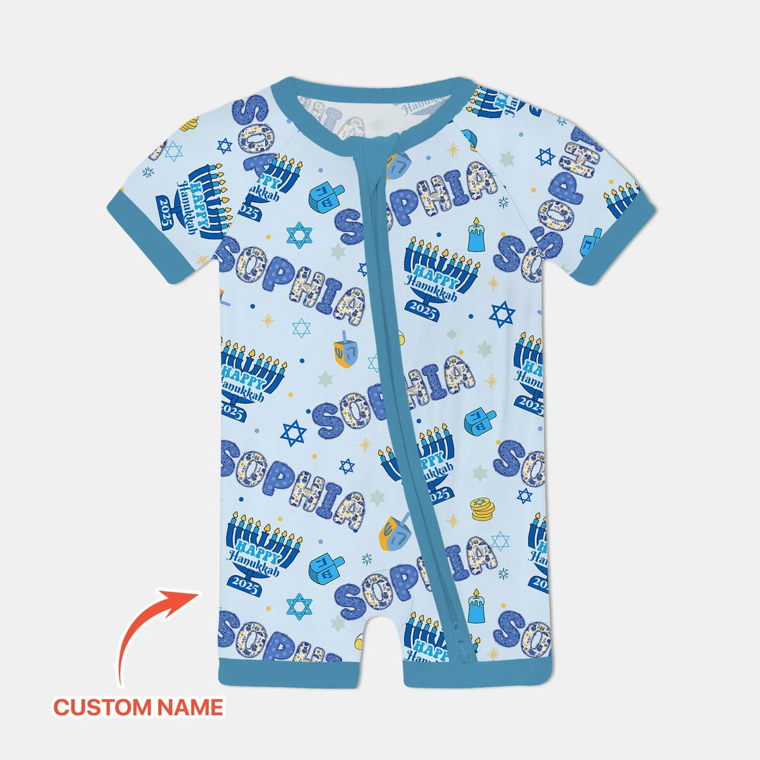 Custom name Happy Hanukkah 2025 Shorty Zippy