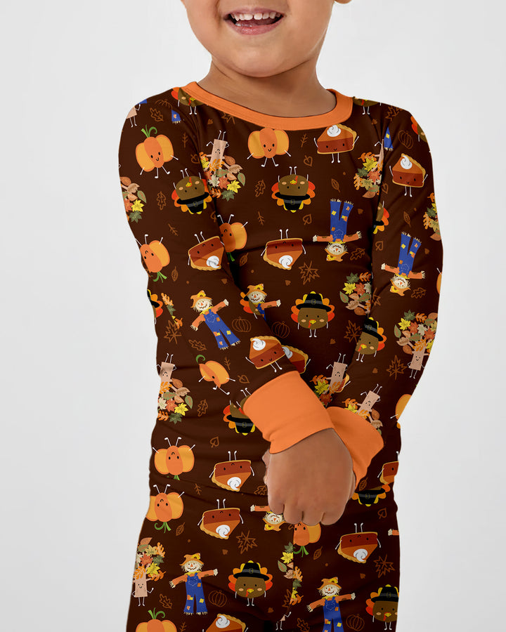 Thanksgiving Festive Bamboo Two Piece Long Sleeve Pajama Set