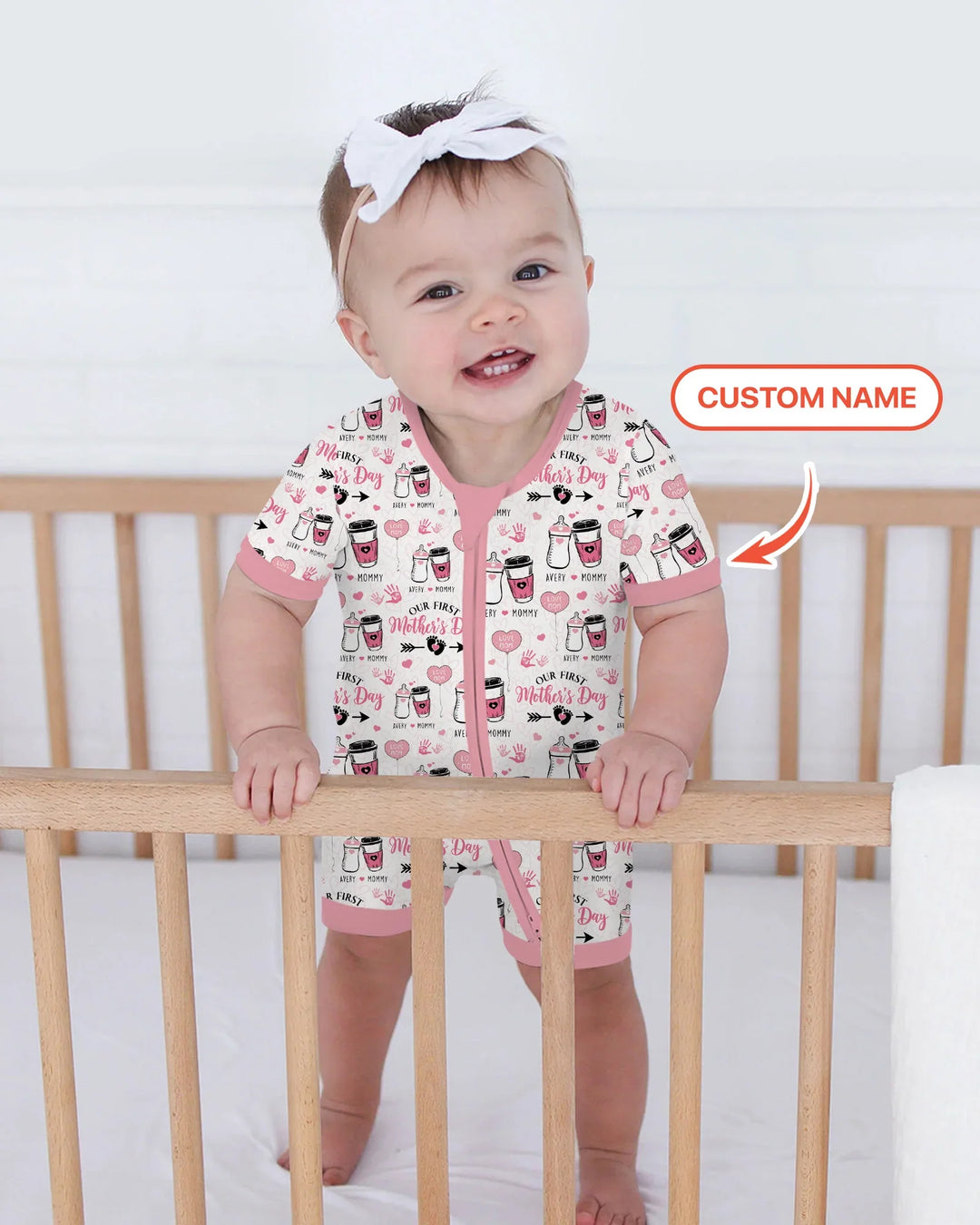 Custom Name First Mother's Day Drink Bamboo Shorty Zippy