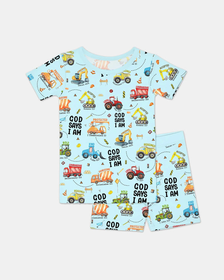 God Says I Am Boy Two Piece Short Sleeve Shorts Pajama Set
