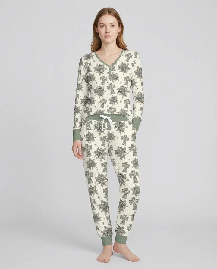 Plantilla de conjunto de pijama de mujer de bambú
