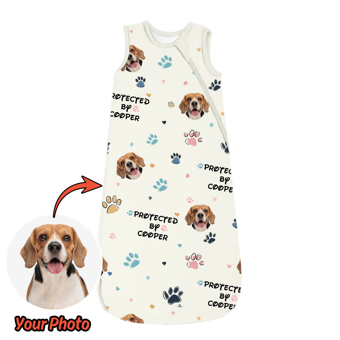 Custom Dog Photo Pattern Protected By Sleep Bag Lightweight 0.5 TOG