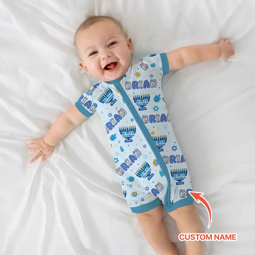 Custom name My First Hanukkah 2025 Shorty Zippy