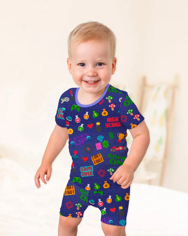 Gamer Mode On Family Matching Bamboo Two Piece Short Sleeve Shorts Pajama Set