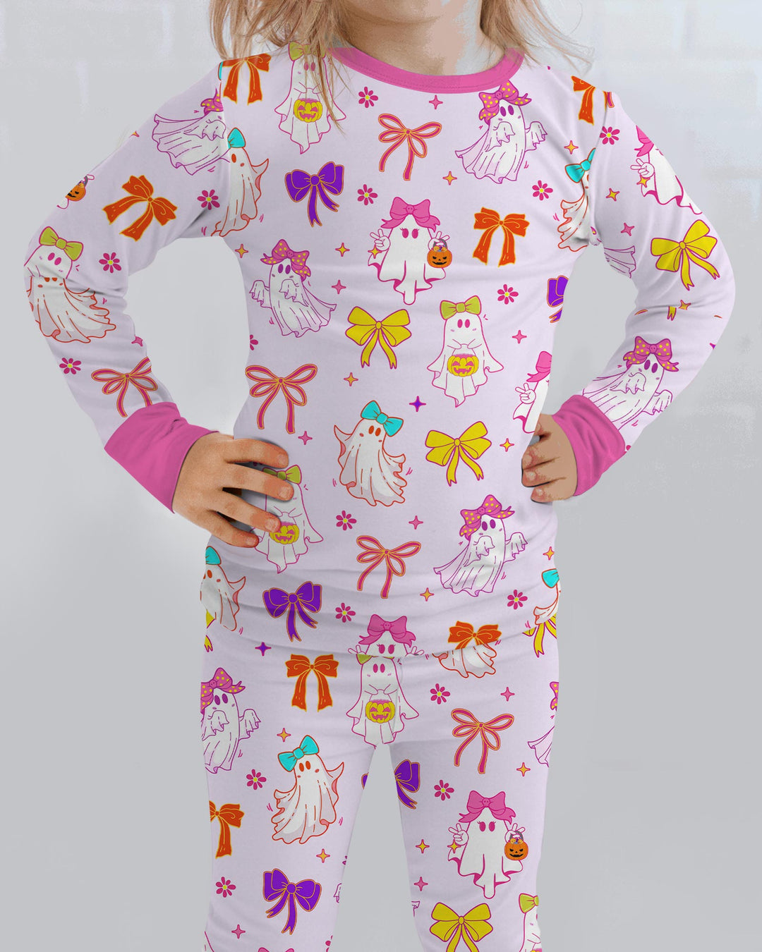 Coquette Ghost & Bow Bamboo Two Piece Long Sleeve Pajama Set