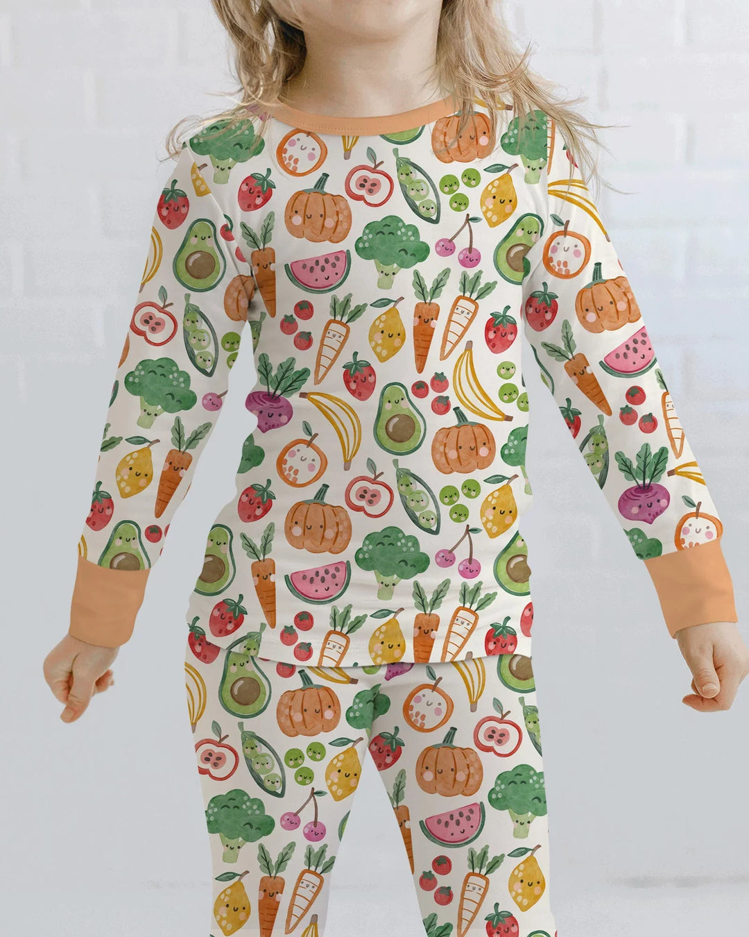 Zweiteiliges Langarm-Pyjama-Set mit Sommerfrüchten