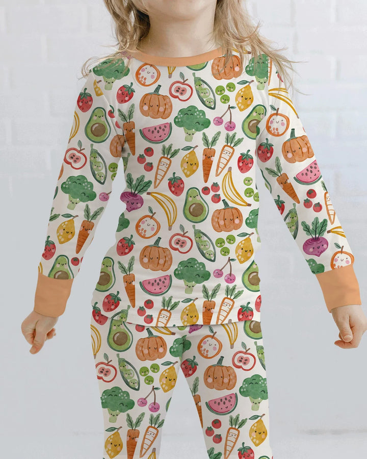 Zweiteiliges Langarm-Pyjama-Set mit Sommerfrüchten