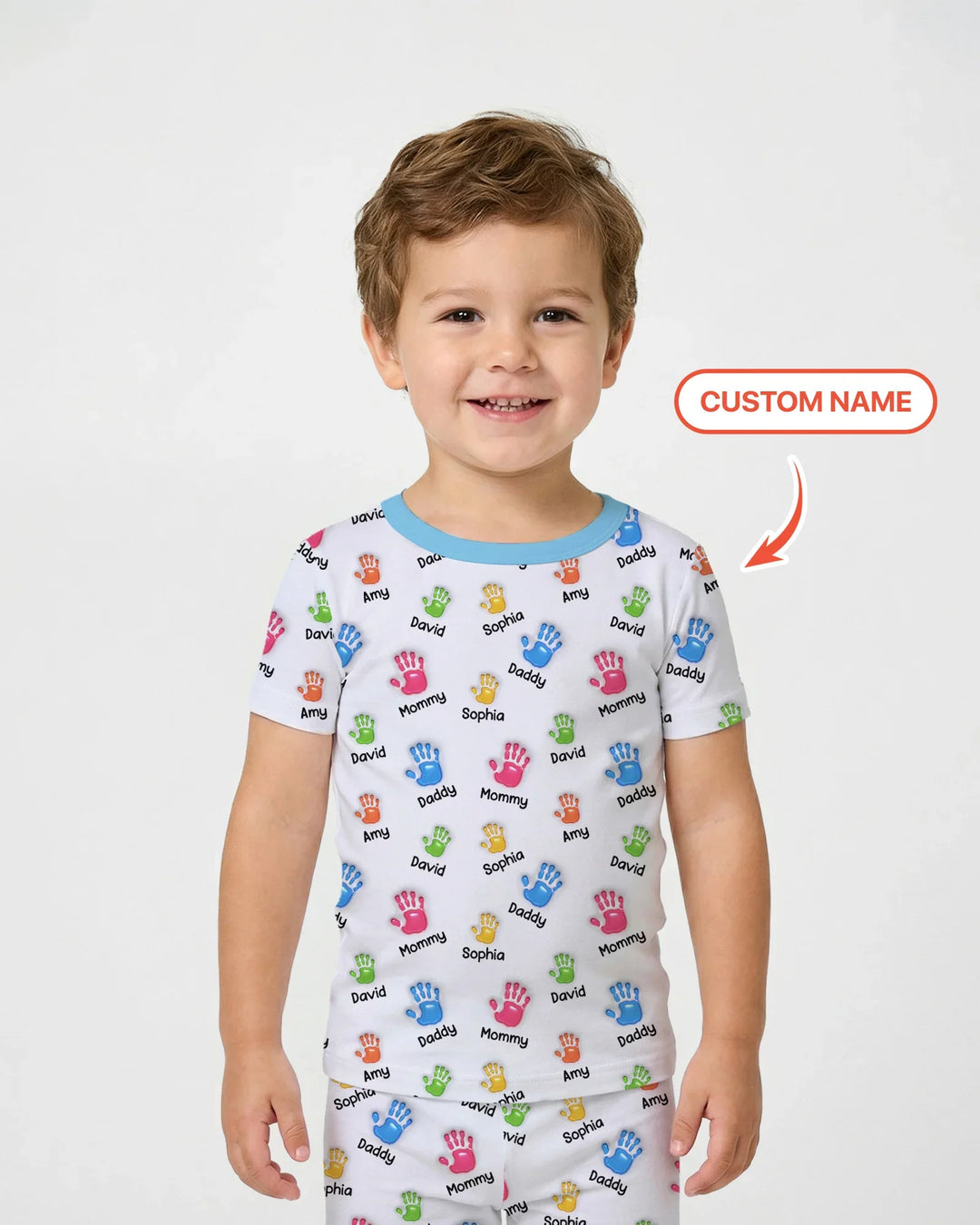 First Mother Day - Handprints Bamboo Two Piece Short Sleeve Pajama Set