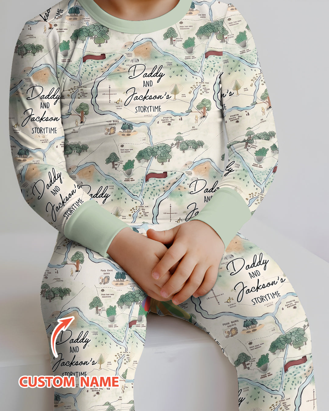 Conjunto de pijama de dos piezas de bambú con mangas largas, plantilla PERSONALIZADA