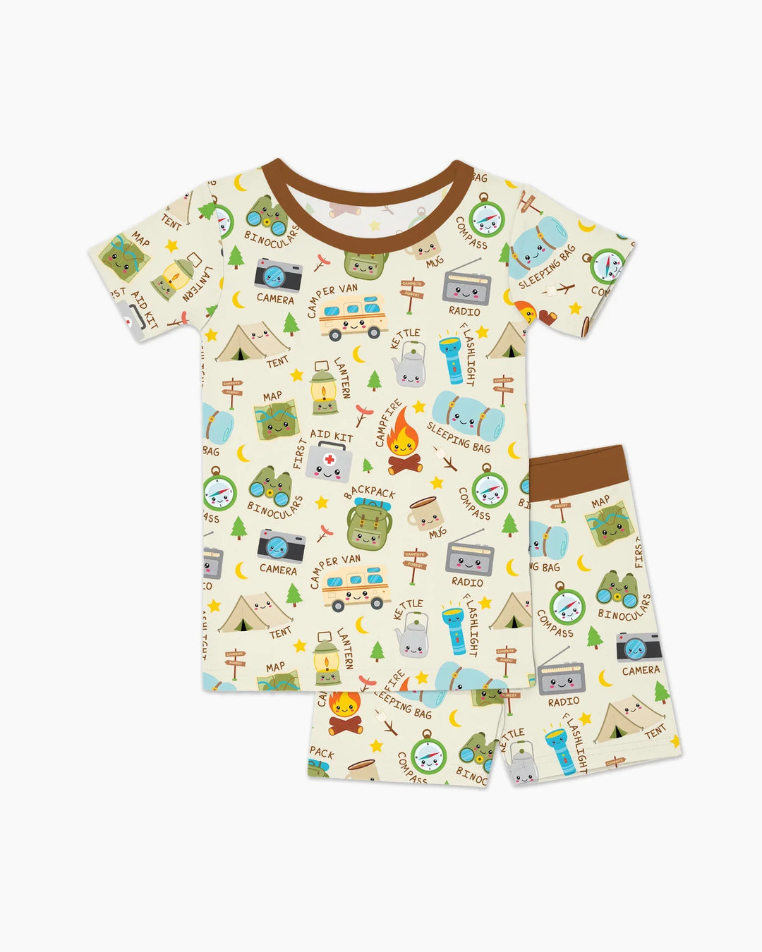 Little Camp Adventure Family Matching Two Piece Short Sleeve Shorts Pajama Set