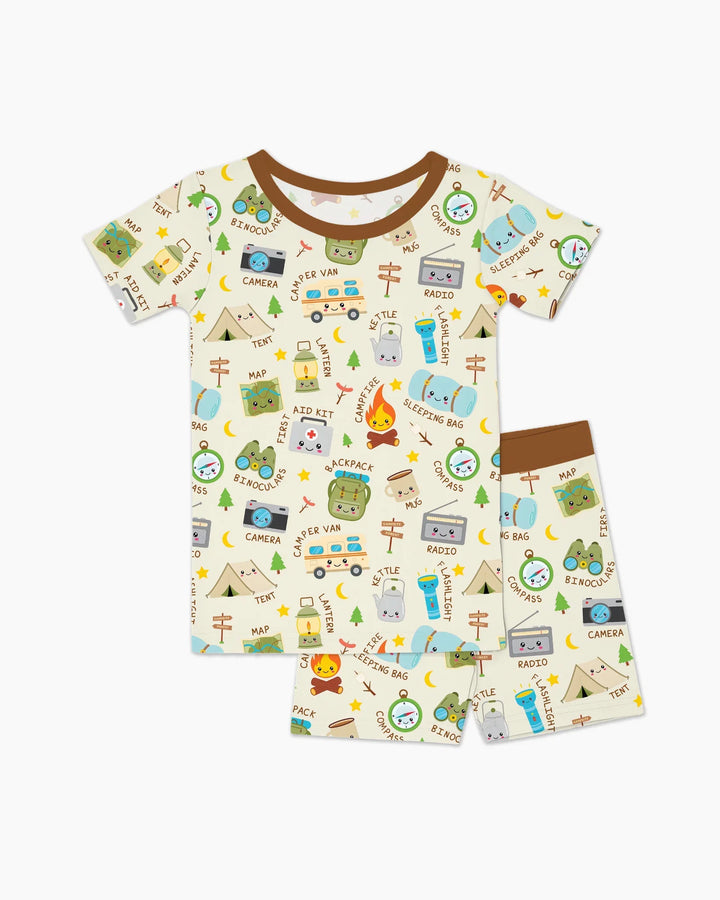 Little Camp Adventure Family Matching Two Piece Short Sleeve Shorts Pajama Set