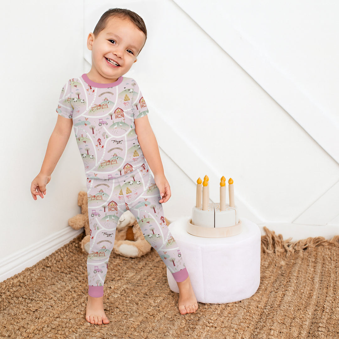 Farm Meadow Route Map Two Piece Short Sleeve Pajama Set