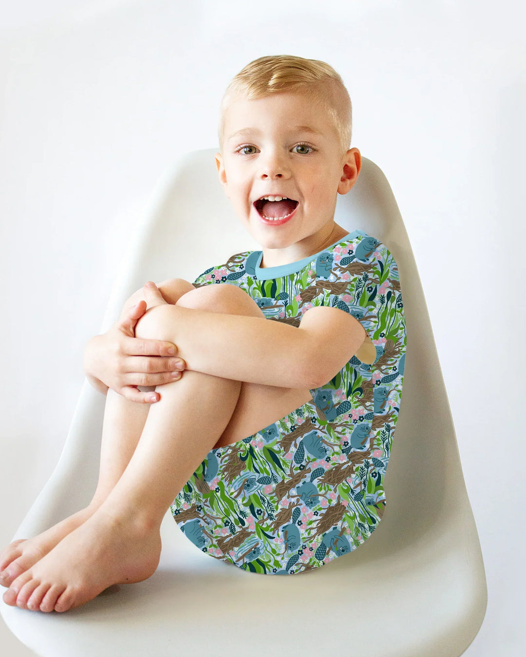 Little Dam Builders Bamboo Two Piece Short Sleeve Shorts Pajama Set