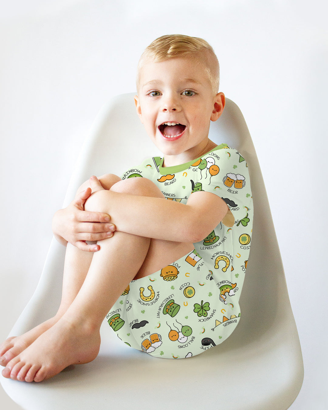 Kawaii St Patrick's Day Two Piece Short Sleeve Shorts Pajama Set