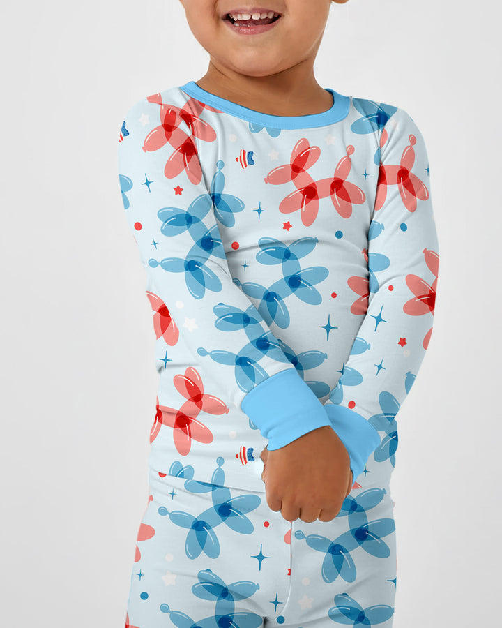 American Balloon Dog Party Bamboo Two Piece Long Sleeve Pajama Set