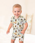 Conjunto de pijama de dos piezas de bambú Dino Discovery con camiseta de manga corta y pantalones cortos