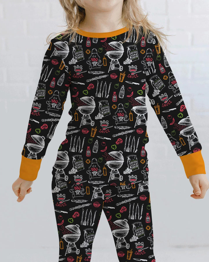 Backyard BBQ Party Family Matching Bamboo Two Piece Long Sleeve Pajama Set