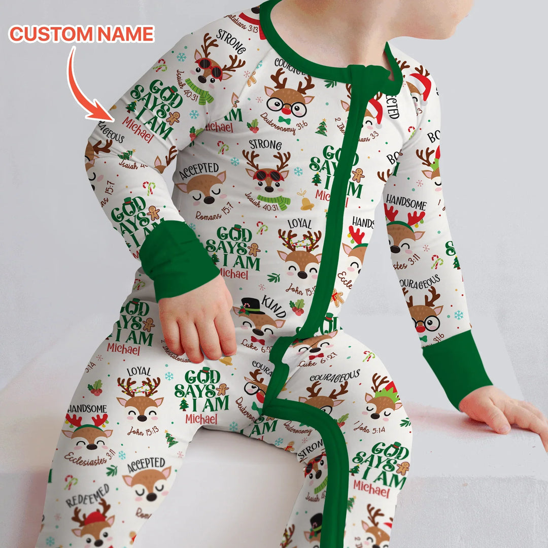 Santa’s Reindeer God Says I Am Custom Name Convertible Zippy