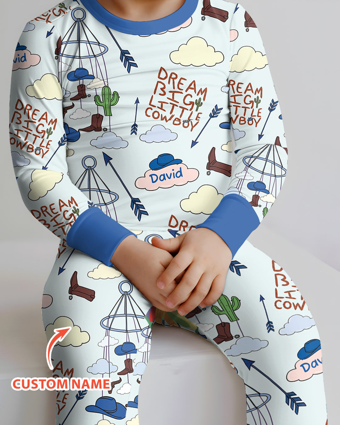 Litlle Cowboy Sis Bro Matching  Bamboo Two Piece Long Sleeve Pajama Set