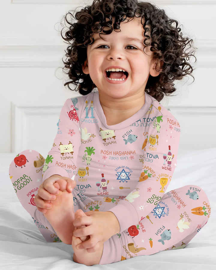 Zweiteiliges Langarm-Pyjama-Set mit Sommerfrüchten