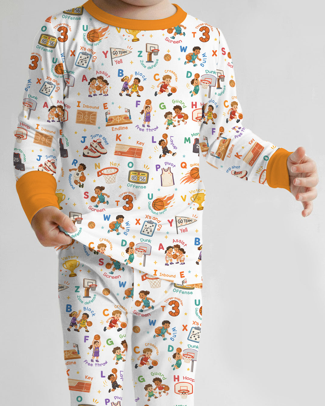 Basketball Alphabet Bamboo Two Piece Long Sleeve Pajama Set