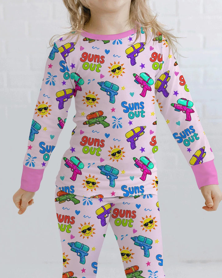 Sun Out Guns Out Bamboo Two Piece Long Sleeve Pajama Set