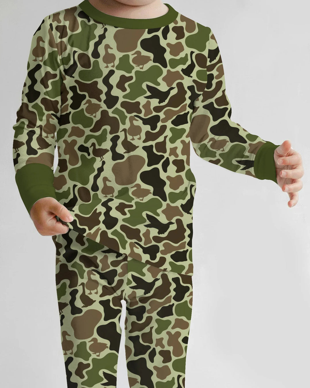 Mallard Duck Hunting Camouflage Bamboo Two Piece Long Sleeve Pajama Set