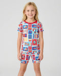 Patriotic Matchbox Family Matching Bamboo Two Piece Short Sleeve Shorts Pajama Set