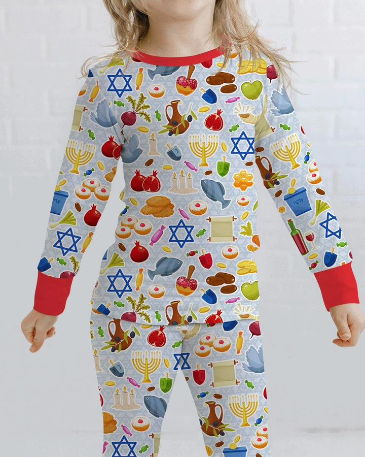 Zweiteiliges Langarm-Pyjama-Set mit Sommerfrüchten
